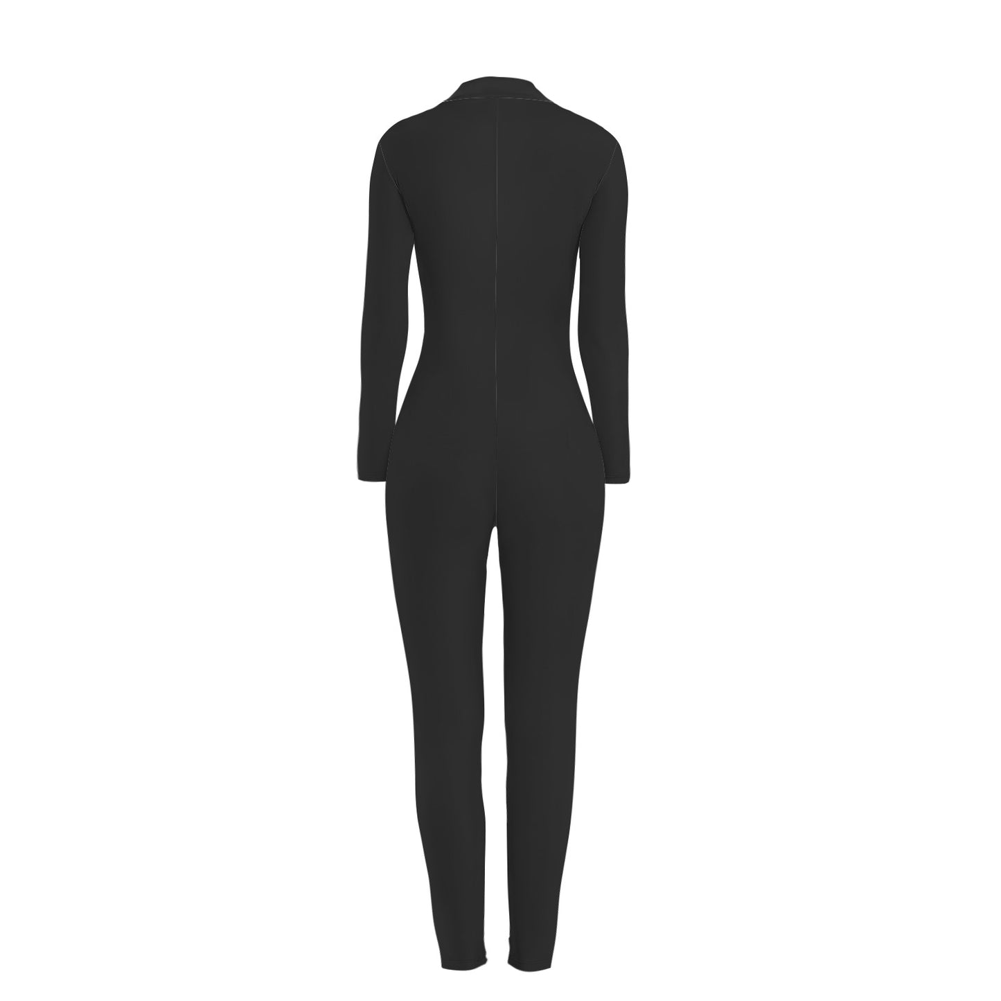 #Black Long Sleeve Skinny Fit Jumpsuit