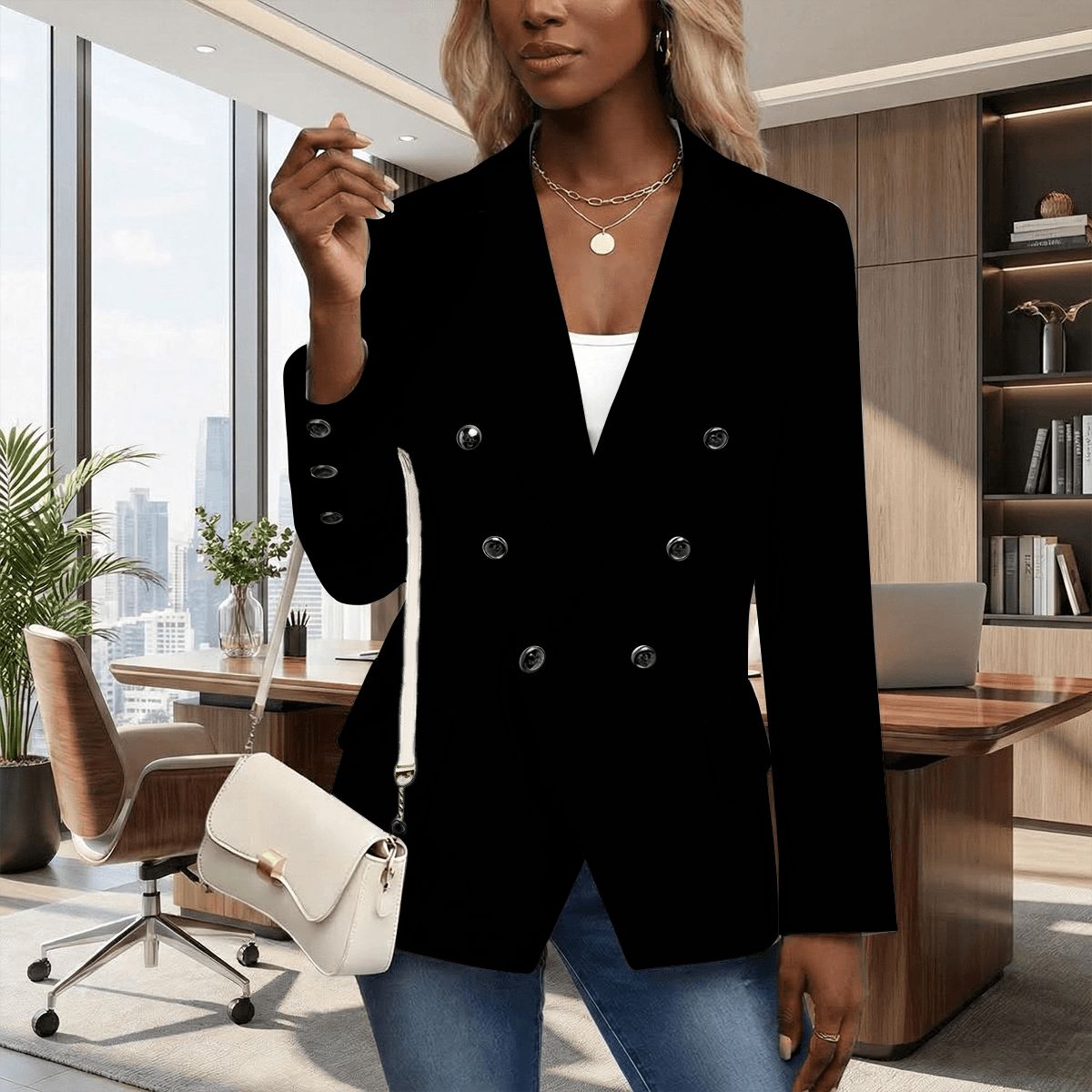 #Black Women's Casual Blazer