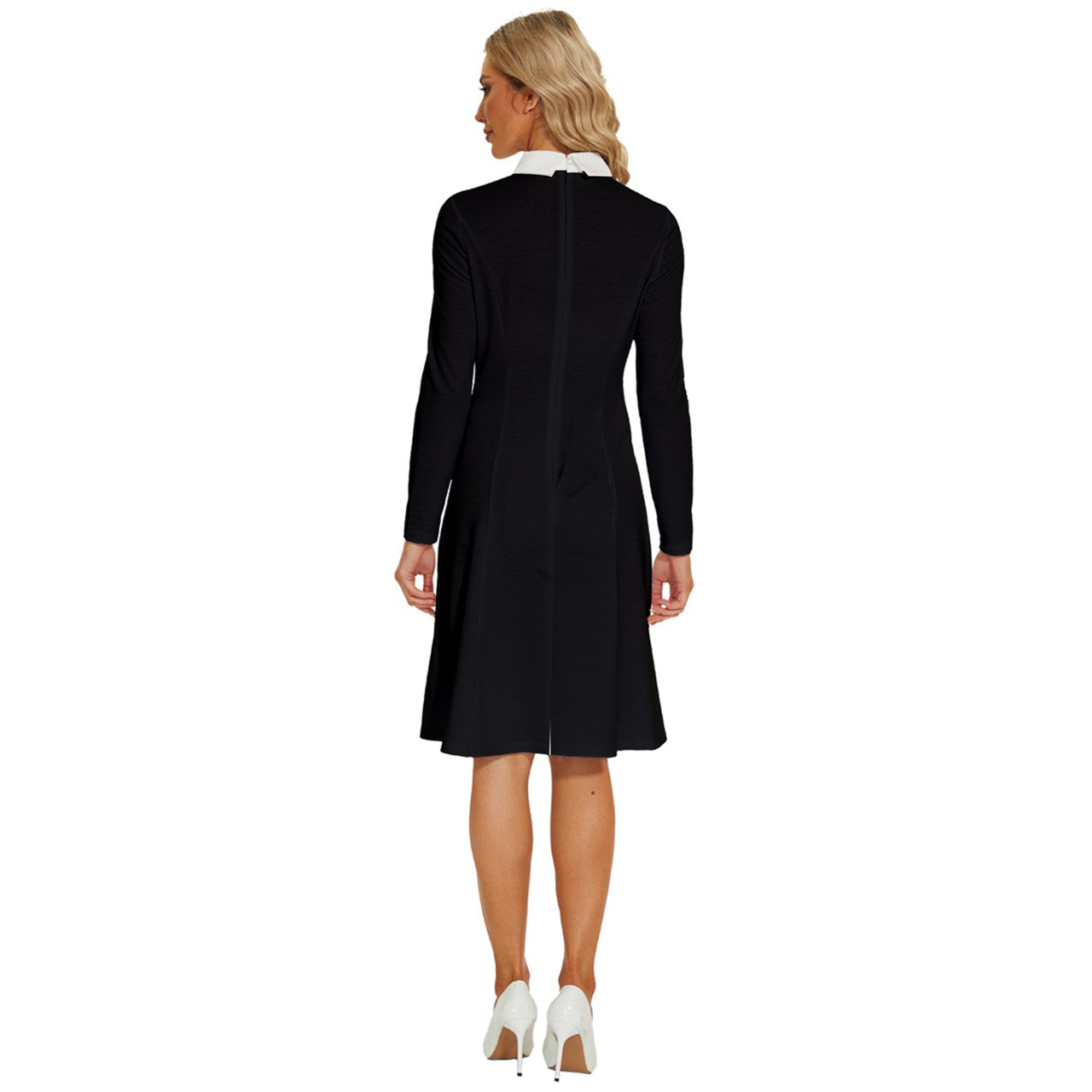 #GOTH Long Sleeve Shirt Collar A-Line Dress