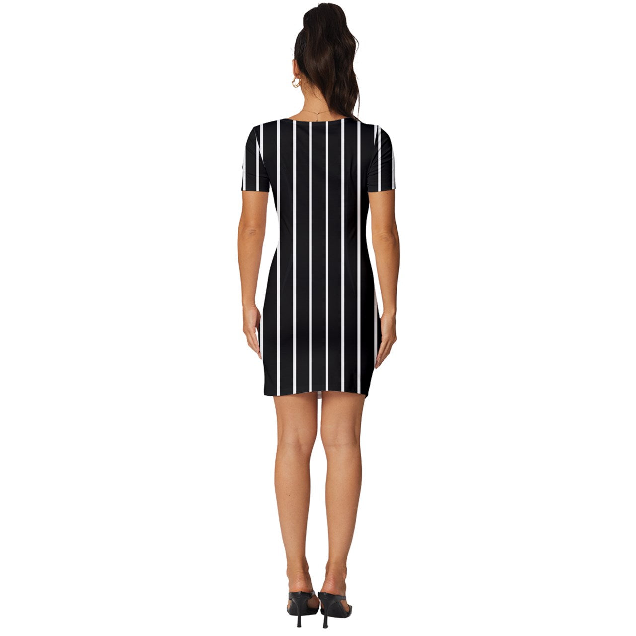 #Stripes Fitted Knot Split End Bodycon Dress