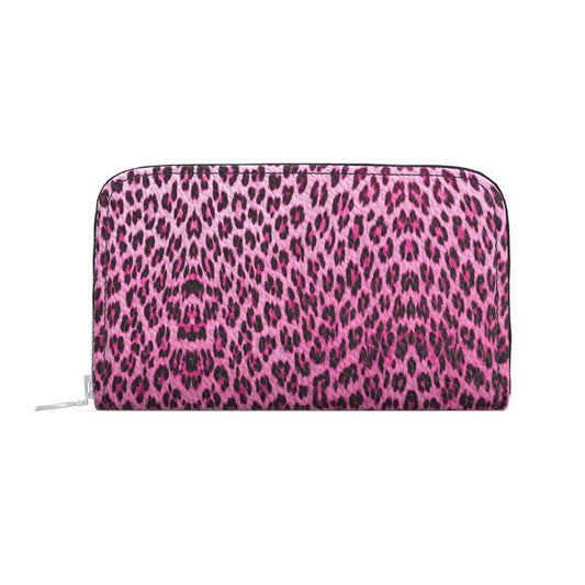 #PinkLeopard Leather Zip Purse