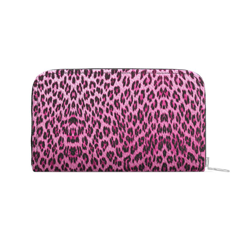 #PinkLeopard Leather Zip Purse