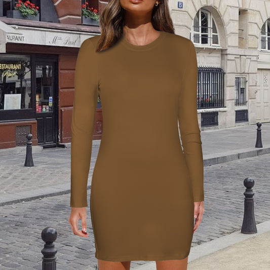 #Sepia Women's Crew Neck Long Sleeve Bodycon Dress