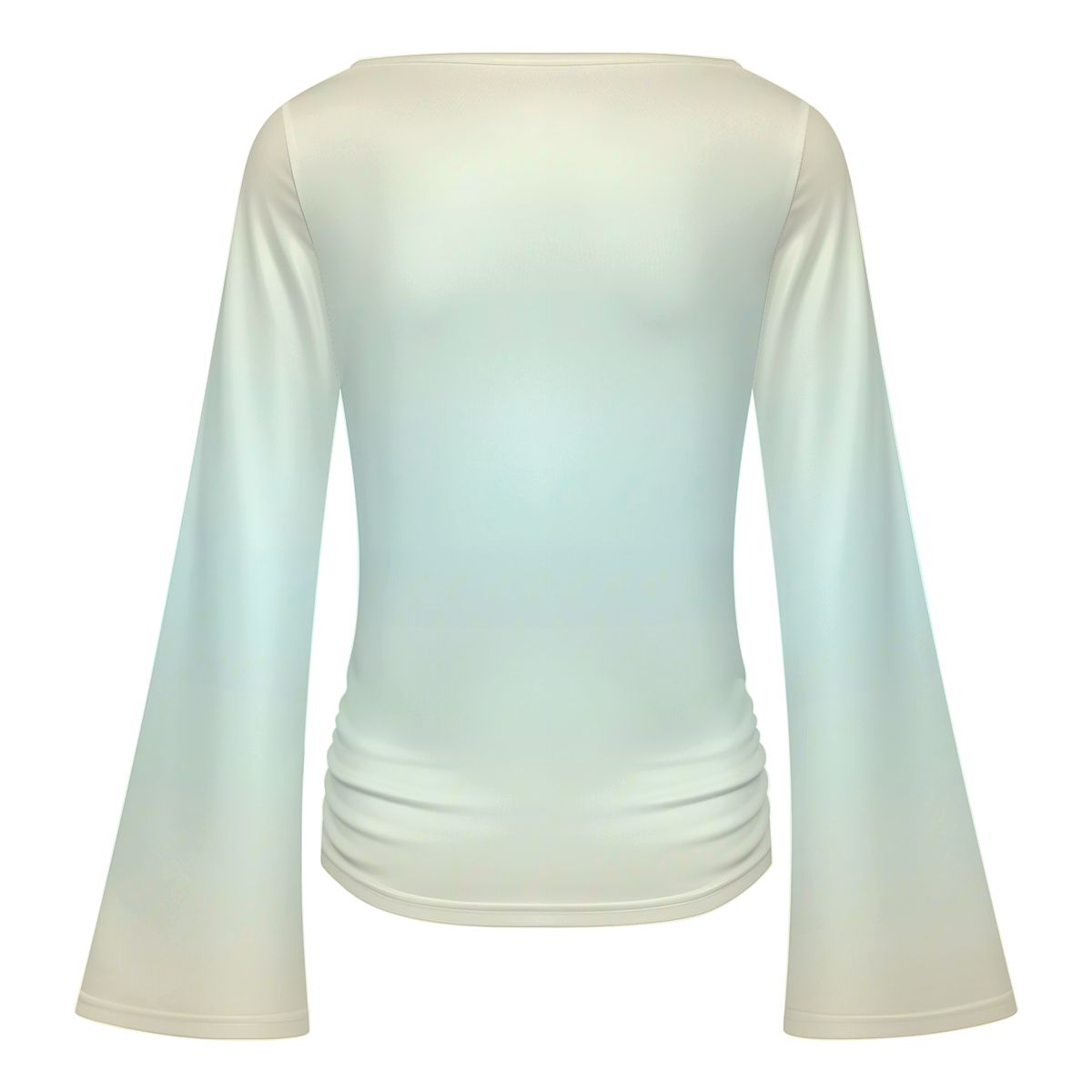 #Cornsilk #Cyan Women's Boat Neck Flare Sleeve Top