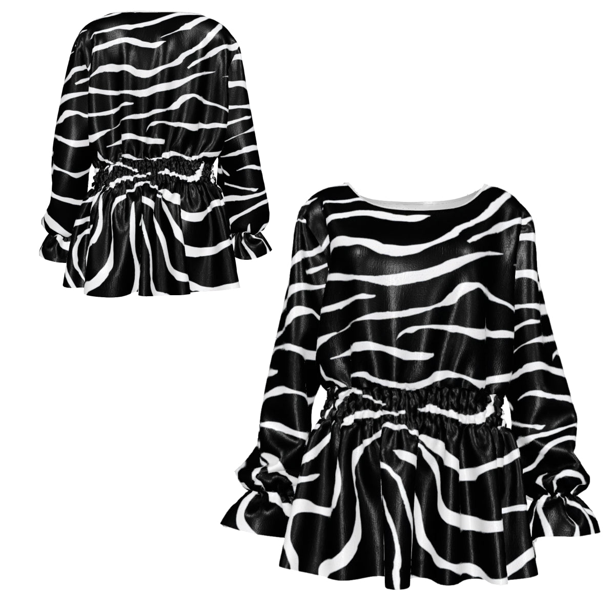 #Zebra Women's Round-Neck Pleated Top