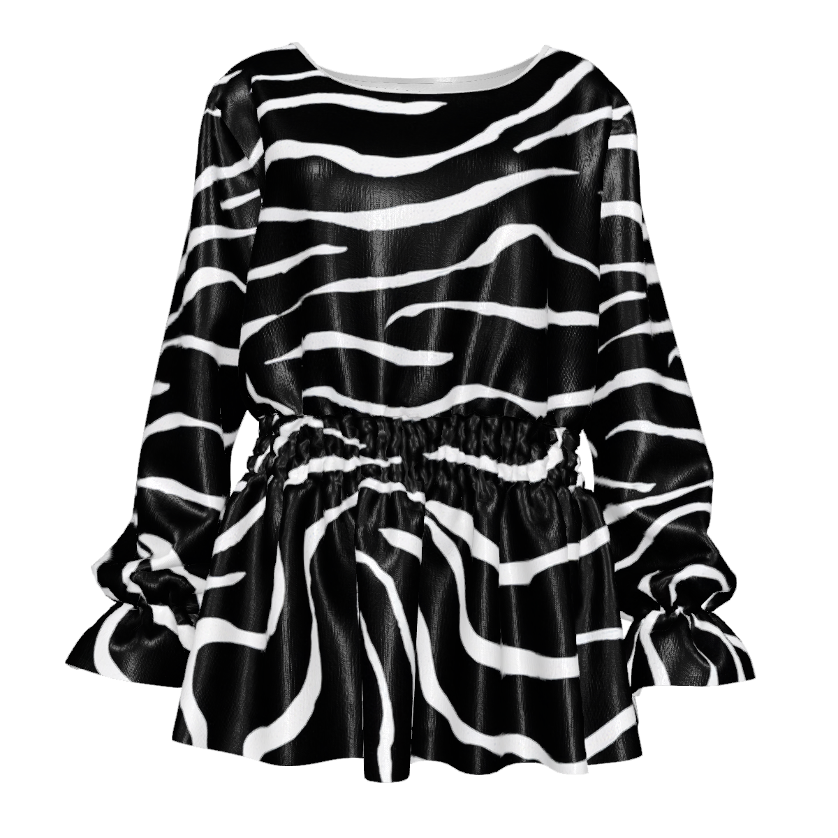 #Zebra Women's Round-Neck Pleated Top