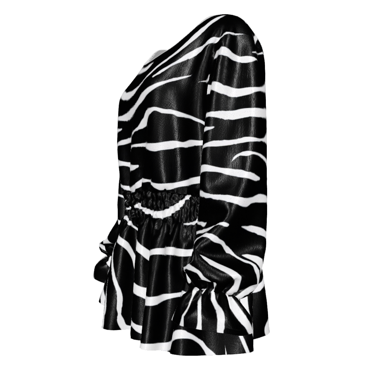 #Zebra Women's Round-Neck Pleated Top