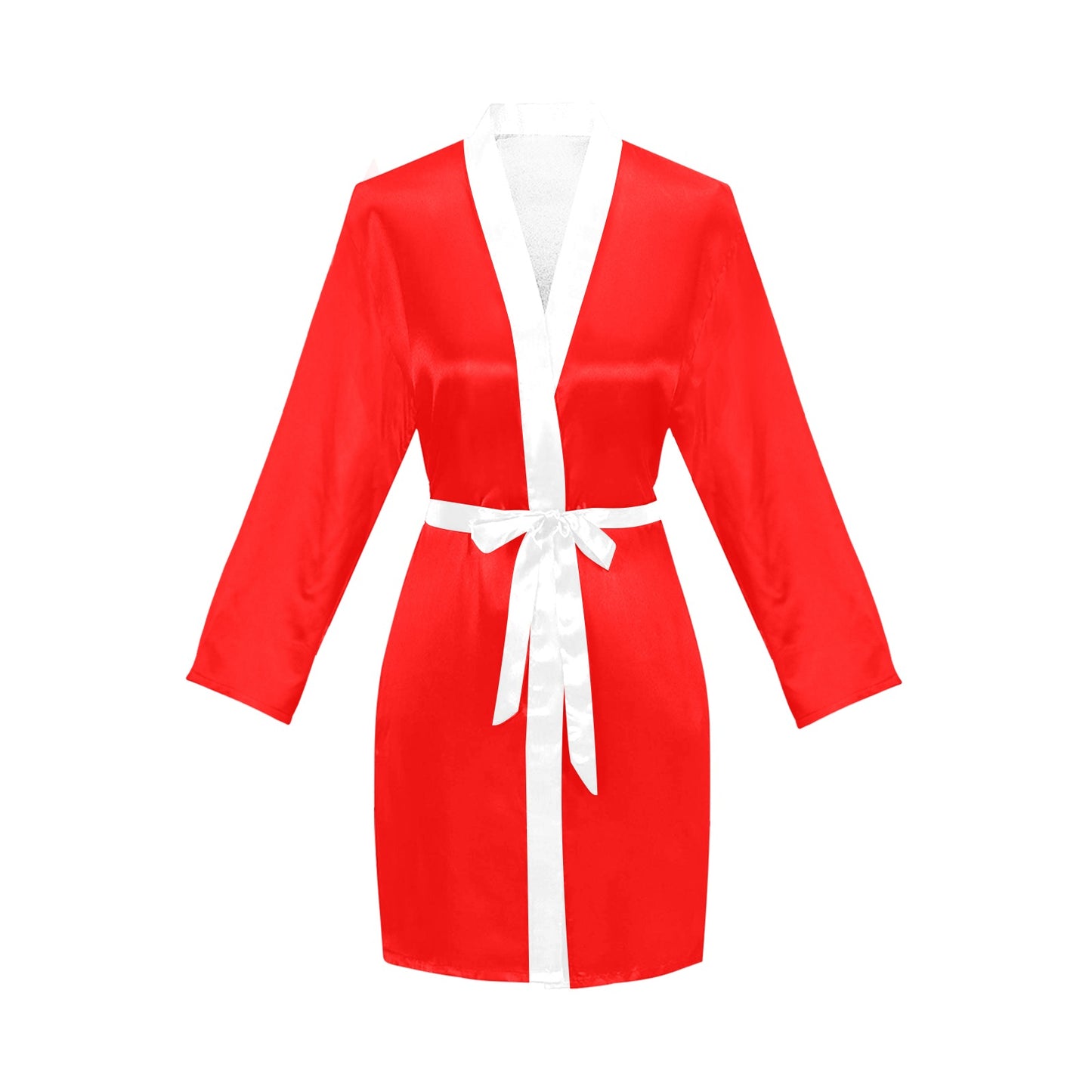 #Red and White Passion Women's Long Sleeve Belted Night Robe