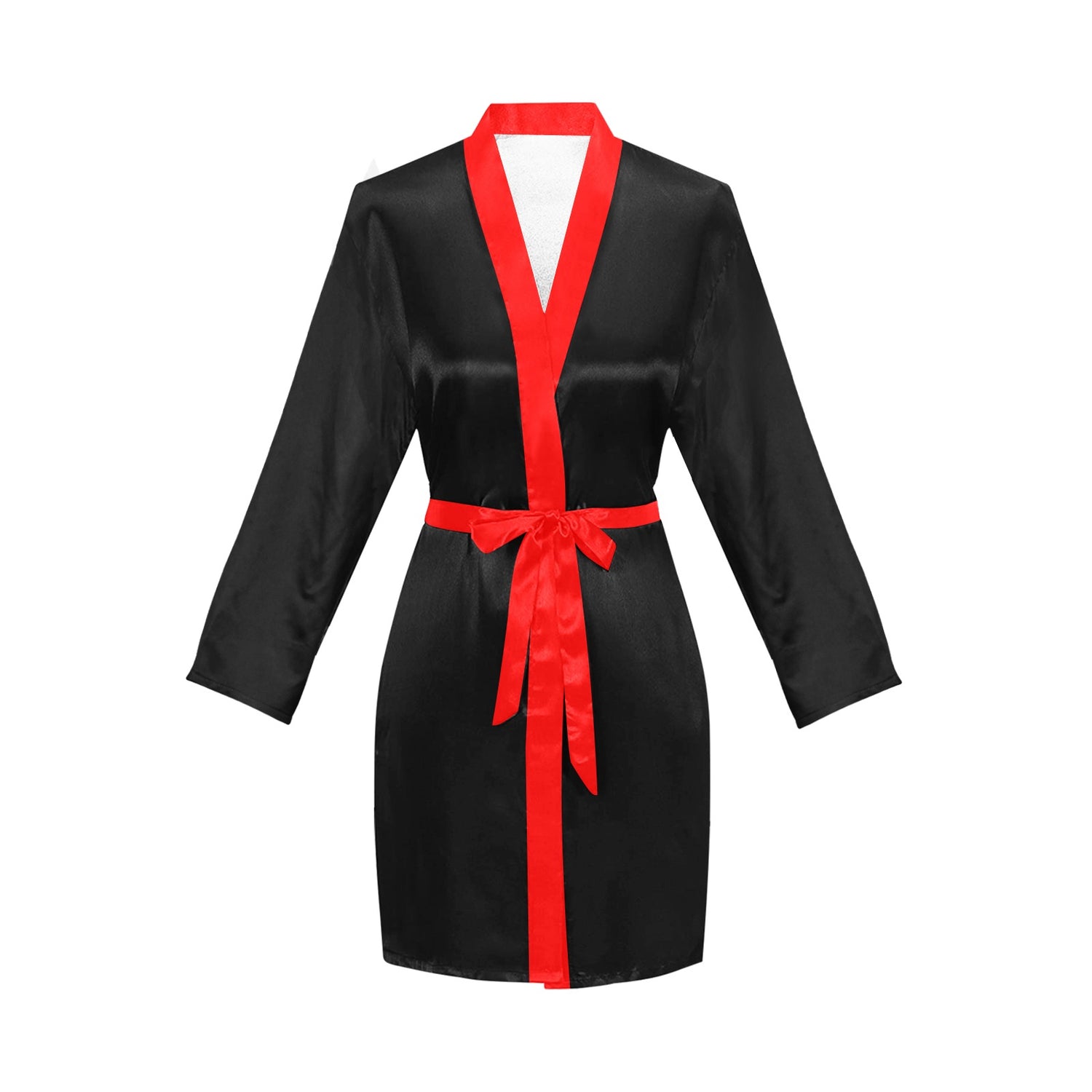 #Black with #Red Passion Women's Long Sleeve Belted Night Robe