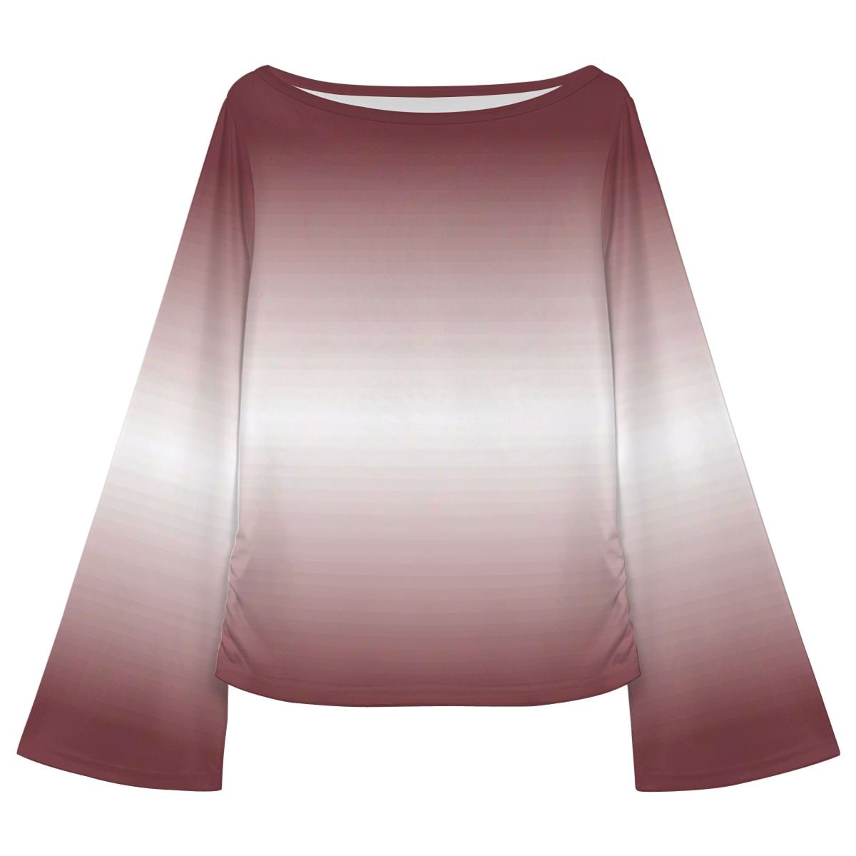 #Merlot #White Women's Boat Neck Flare Sleeve Top