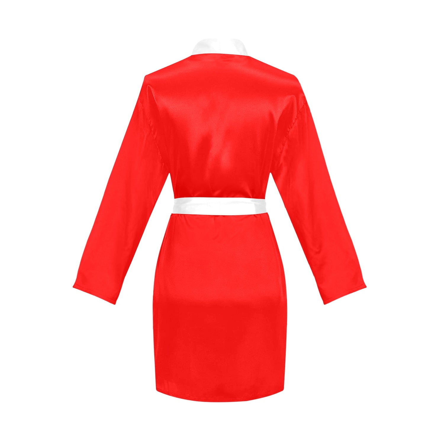#Red and White Passion Women's Long Sleeve Belted Night Robe