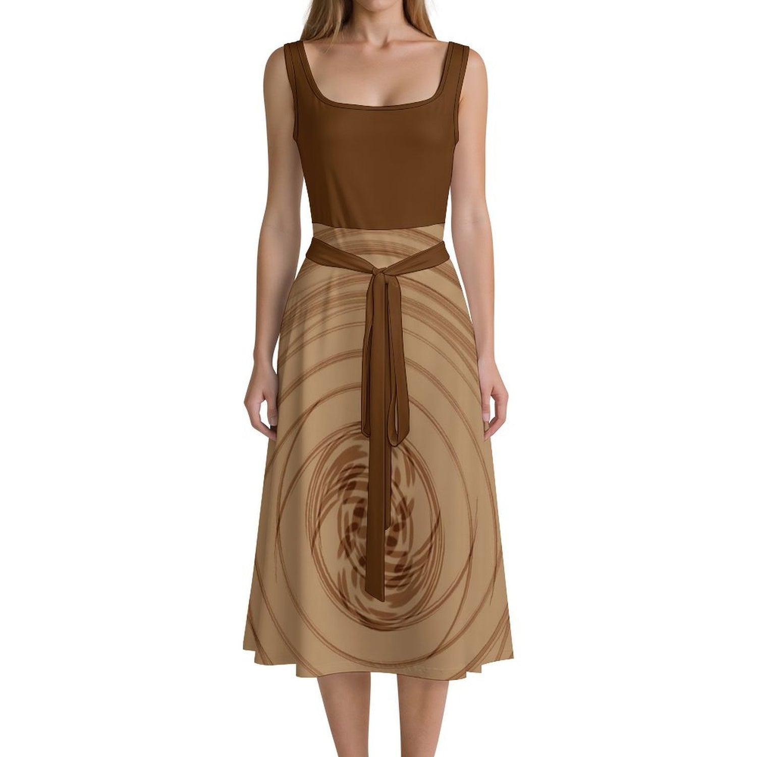 #Caramel Women's Sleeveless Midi Dress with Belt