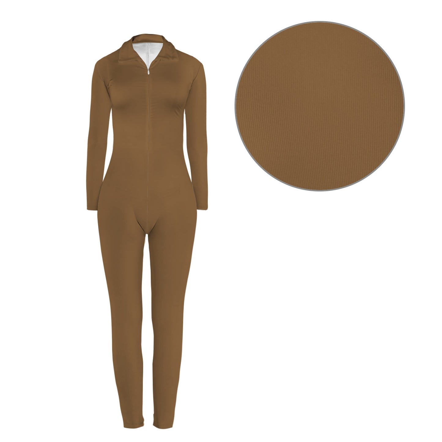 #Sepia Long Sleeve Skinny Fit Jumpsuit