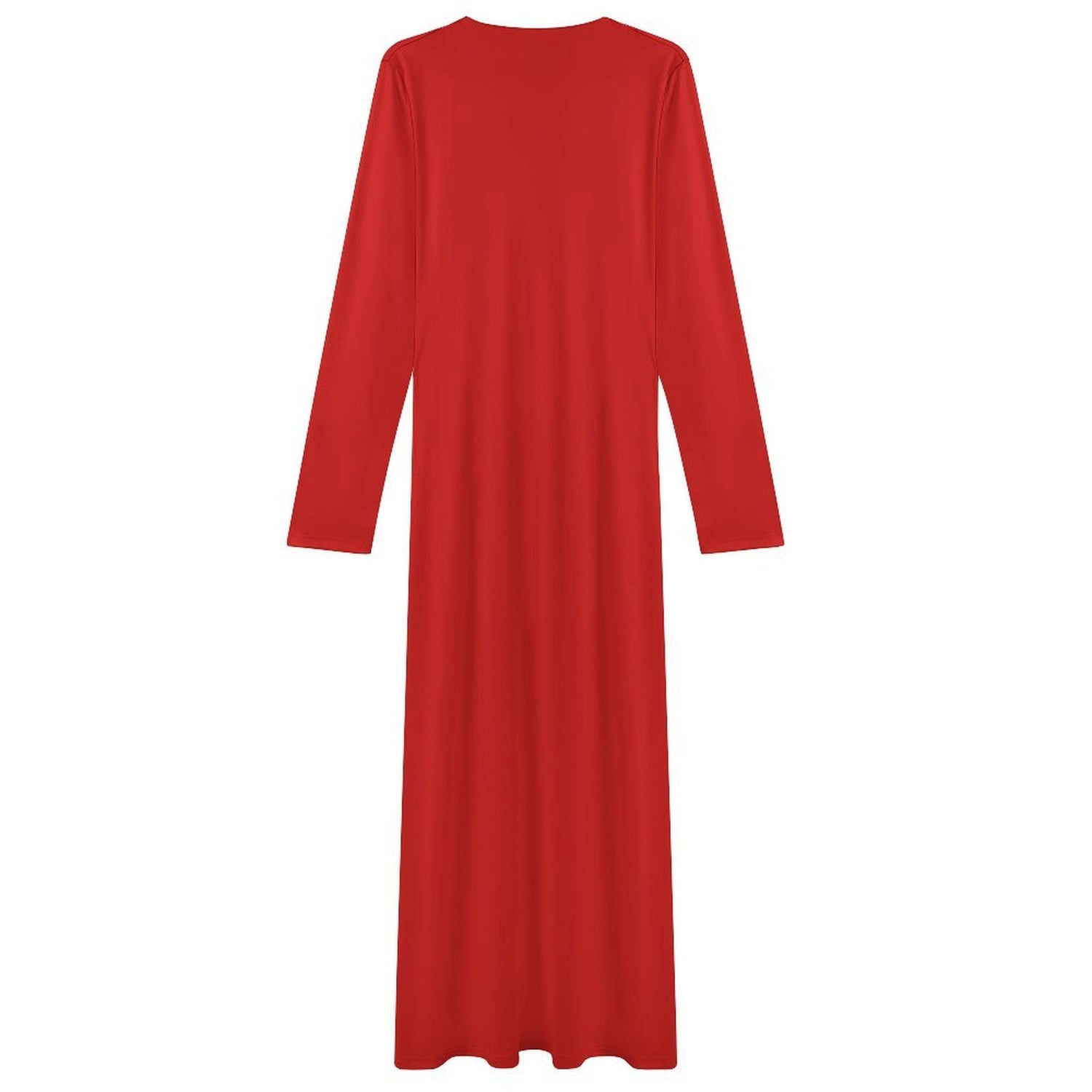 #Chili-Red Women's Long Sleeve Ruched Bodycon Maxi Dress